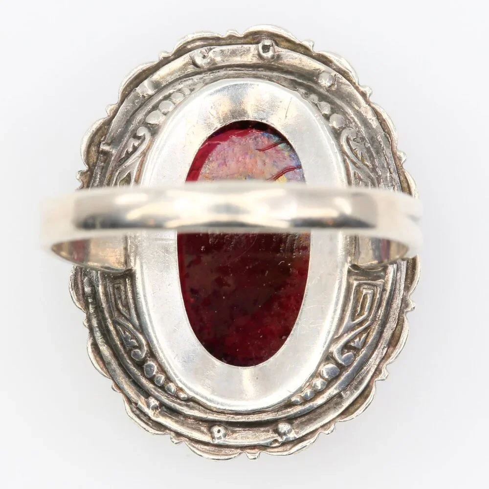 Antique Silver Dragons Breath With Paste Stones Georgian Revival Ring 1920s